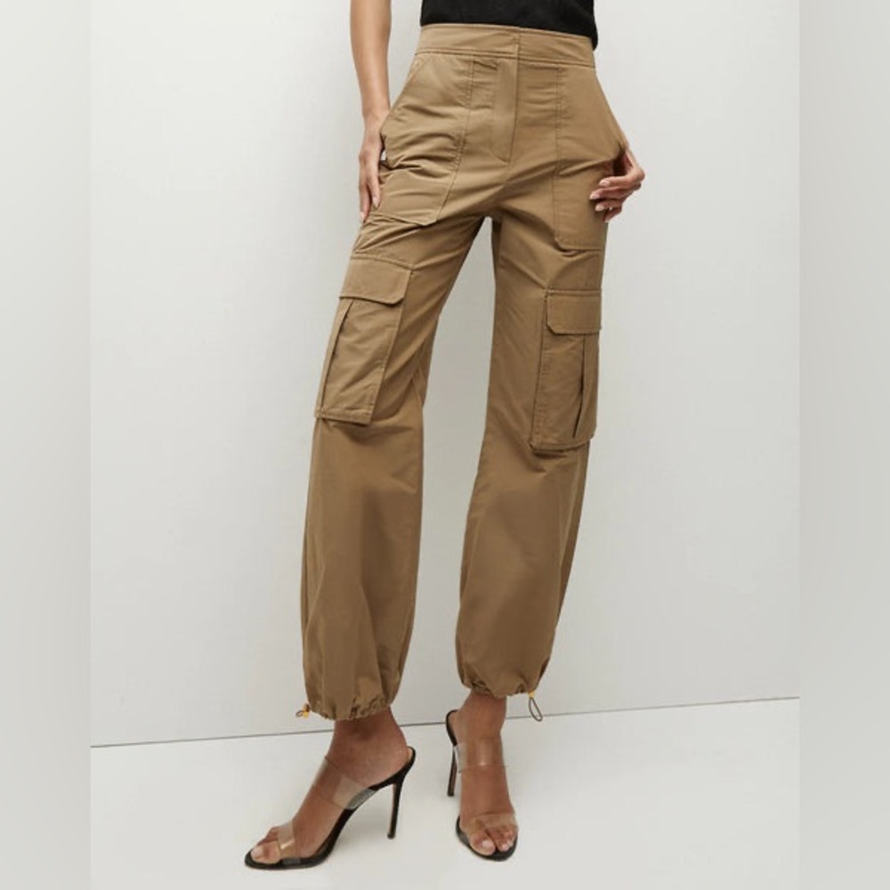 Veronica Beard Tan Wide Leg Cargo Pants